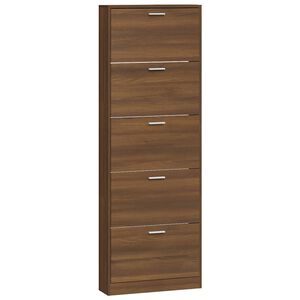 vidaXL Schuhschrank Braun Eichen-Optik 59x17x169 cm Holzwerkstoff