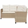 vidaXL Gartensofa in L-Form mit Tisch und Kissen Beige Poly Rattan