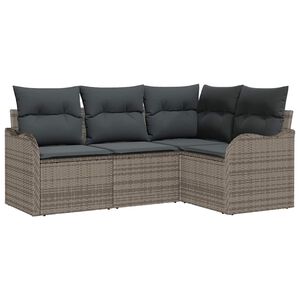 vidaXL Gartensofa-set mit Speicher 4 pcs Grau Poly-Rattan