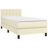vidaXL Boxspringbett mit Matratze & LED Creme 100x200 cm Kunstleder