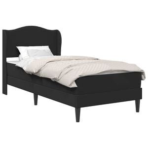 vidaXL Bettrahmen mit Kopfteil Schwarz 90 x 190 cm Kunstleder