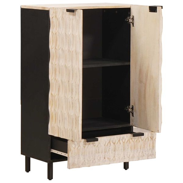 vidaXL Highboard mit T&uuml;r Wei&szlig;e gewaschene Oberfl&auml;che 60 x 33 x 100 cm