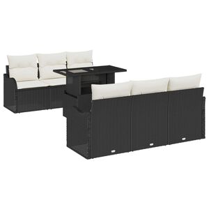 vidaXL Gartensofa-set mit Kissen 7 pcs Schwarz und Creme Poly-Rattan