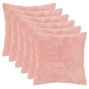 vidaXL Kissenbezug 6 stk. HEERLEN Rosa 30 x 30 cm Faux Kaninchenfell