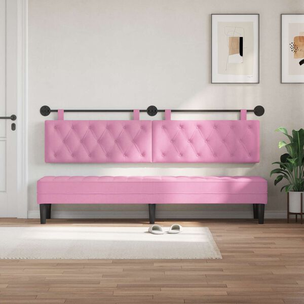 vidaXL H&auml;ngevorderseite Wandmontiert Rosa 210 x 55 x 7 cm Stoff