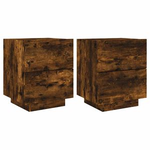 vidaXL Nachttische mit LED-Leuchten 2 Stk. R&auml;uchereiche Holzwerkstoff