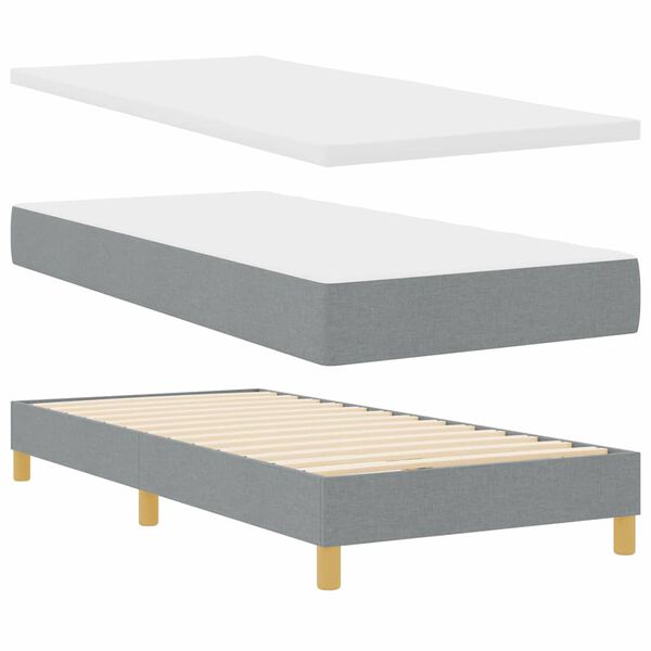 vidaXL Boxspringbett mit Matratze Hellgrau 100 x 200 cm Stoff