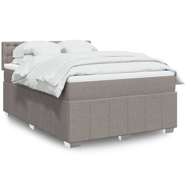 vidaXL Boxspringbett mit Matratze Taupe 140x190 cm Stoff