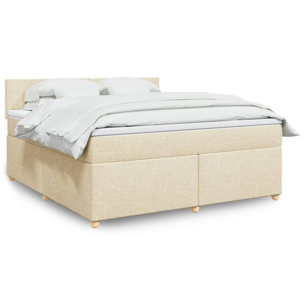 vidaXL Boxspringbett mit Matratze Creme 180x200 cm Stoff