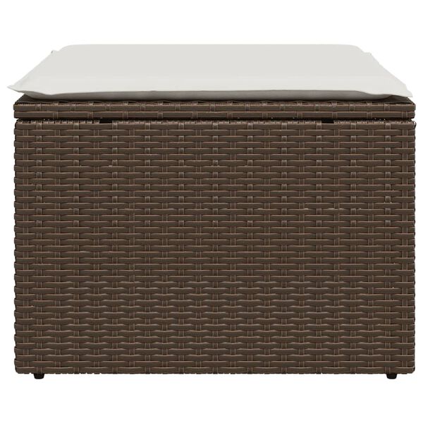 vidaXL Gartenhocker mit Kissen Braun 55x55x37 cm Poly Rattan