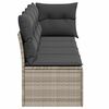 vidaXL Gartensofa mit Kissen 4-Sitzer Hellgrau Poly Rattan