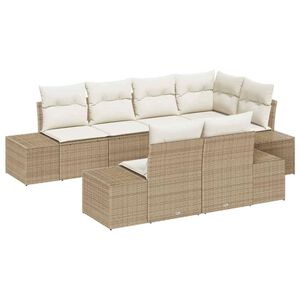 vidaXL Gartensofa-set 7 stk. Beige und Creme Poly-Rattan