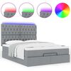 vidaXL Ottoman-Bett mit Matratze & LEDs Hellgrau 140x190 cm Stoff