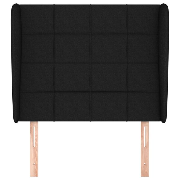 vidaXL Kopfteil mit Ohren Schwarz 93x23x118/128 cm Stoff