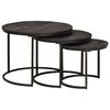vidaXL Nesting-Couchtische 3 pcs Schwarz Massivholz Mango und Stahl