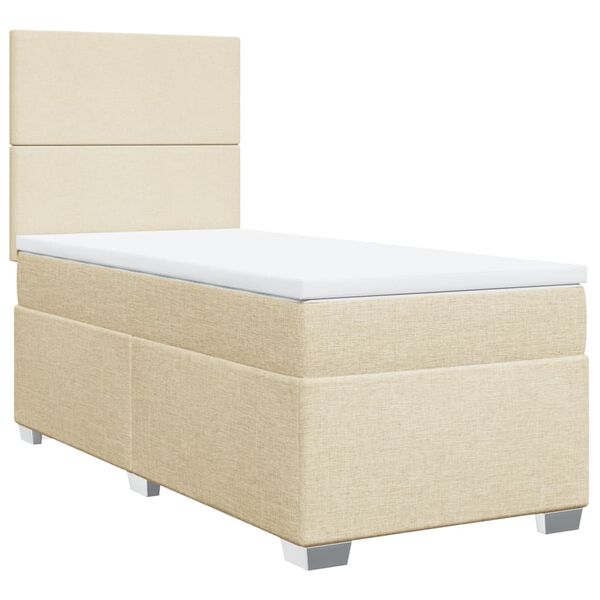 vidaXL Boxspringbett mit Matratze Creme 90x200 cm Stoff