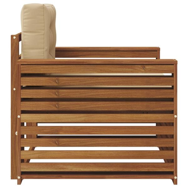 vidaXL Outdoor-Sofagarnitur Massives Akazienholz und Polyester Natur