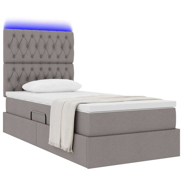 vidaXL Bett mit Stauraum und LED mit LED Taupe 90 x 190 cm Polyester
