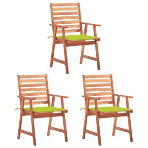 vidaXL Garten-Essst&uuml;hle 3 Stk. mit Kissen Massivholz Akazie