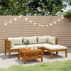 vidaXL 5-tlg. Garten-Lounge-Set mit Creme Kissen Massivholz Akazie