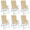 vidaXL Hochlehner-Auflagen 6 Stk. Melange Beige 120x50x4 cm Stoff