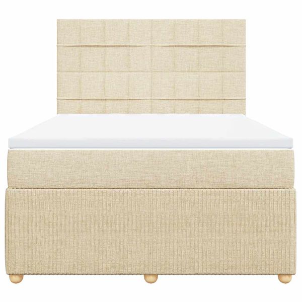 vidaXL Boxspringbett mit Matratze Creme 160x200 cm Stoff