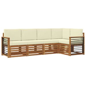 vidaXL Ecksofa Set mit Kissen 5 pcs Natur und Creme Massivholz Akazie