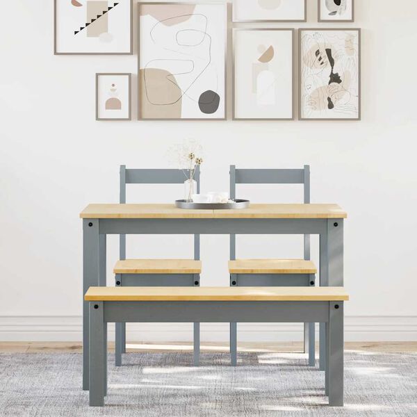 vidaXL 4-tlg. Essgruppe Panama Grau Massivholz Kiefer