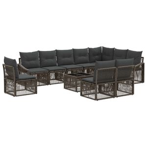 vidaXL Gartensofa-set Verstellbar 11 pcs Grau Poly-Rattan