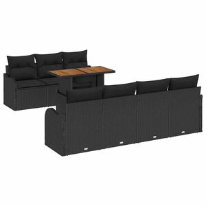 vidaXL Garten-Sofa-Set mit Speicher 8 pcs Schwarz Poly Rattan