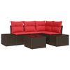 vidaXL Gartensofa-set mit Kissen 5 pcs Braun Poly-Rattan