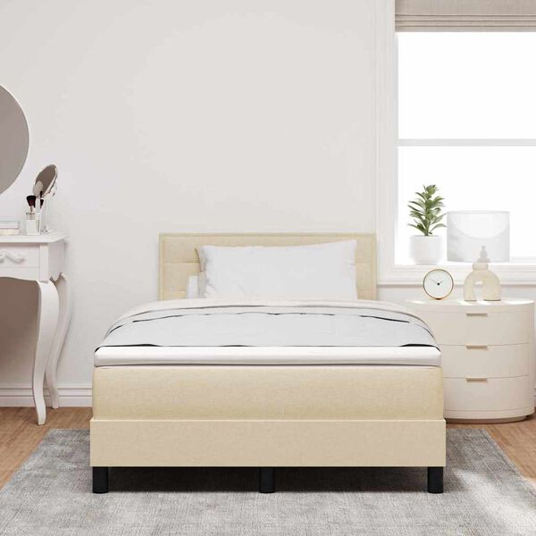 vidaXL Boxspringbett mit Matratze Creme 120 x 200 cm Stoff