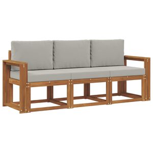 vidaXL Outdoor-Sofagarnitur mit Kissen 3 pcs Nat&uuml;rlich und Hellgrau