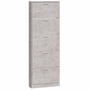 vidaXL Schuhschrank Betongrau 59x17x169 cm Holzwerkstoff