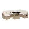 vidaXL 9-tlg. Garten-Sofagarnitur mit Kissen Beige Poly Rattan