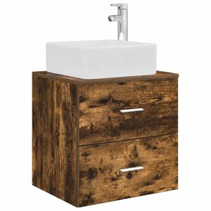 vidaXL Wandmontierte Waschtisch Ger&auml;ucherte Eiche 53 x 34,5 x 63 cm