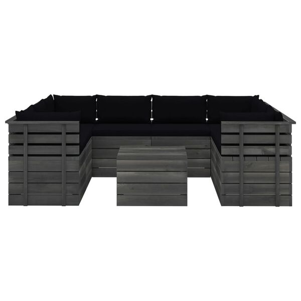 vidaXL 9-tlg. Garten-Sofagarnitur aus Paletten mit Kissen Kiefernholz