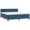 vidaXL Boxspringbett mit Matratze & LED Dunkelblau 180x200 cm Samt