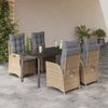 vidaXL 5-tlg. Garten-Essgruppe mit Kissen Beige Poly Rattan