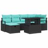 vidaXL Garten-Sofa-Set mit Kissen 7 pcs Schwarz Poly Rattan