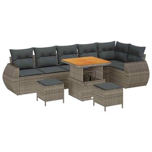 vidaXL Gartensofa-set 9 pcs Grau Poly-Rattan