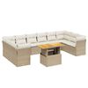 vidaXL 11-tlg. Garten-Sofagarnitur mit Kissen Beige Poly Rattan