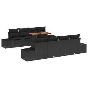 vidaXL Garten-Sofa-Set mit Speicher 9 pcs Schwarz Poly Rattan