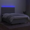 vidaXL Boxspringbett mit Matratze & LED Hellgrau 140x200 cm Stoff