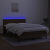 vidaXL Boxspringbett mit Matratze & LED Dunkelbraun 140x190 cm Stoff