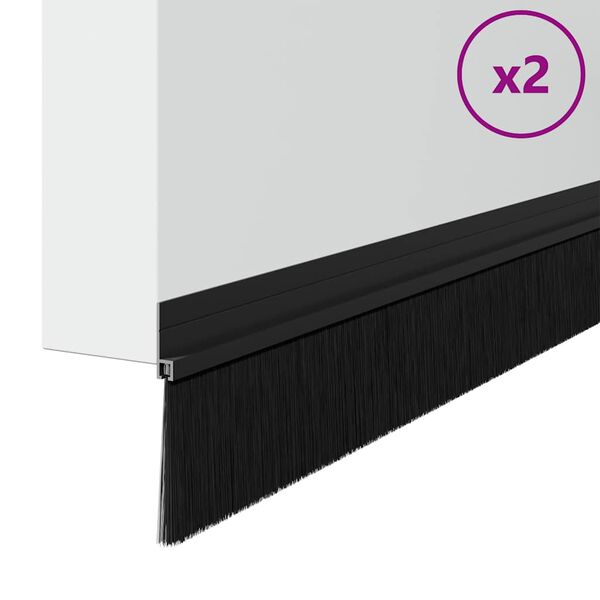 vidaXL Selbstklebende T&uuml;rb&uuml;rstendichtungen 2 pcs Schwarz 100 cm