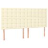 vidaXL Boxspringbett mit Matratze Creme 200x200 cm Kunstleder