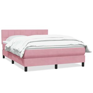 vidaXL Boxspringbett mit Matratze Rosa 160x220 cm Samt