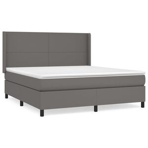 vidaXL Boxspringbett mit Matratze Grau 160x200 cm Kunstleder