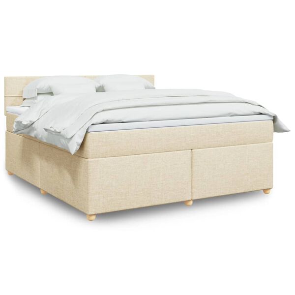 vidaXL Boxspringbett mit Matratze Creme 180x200 cm Stoff